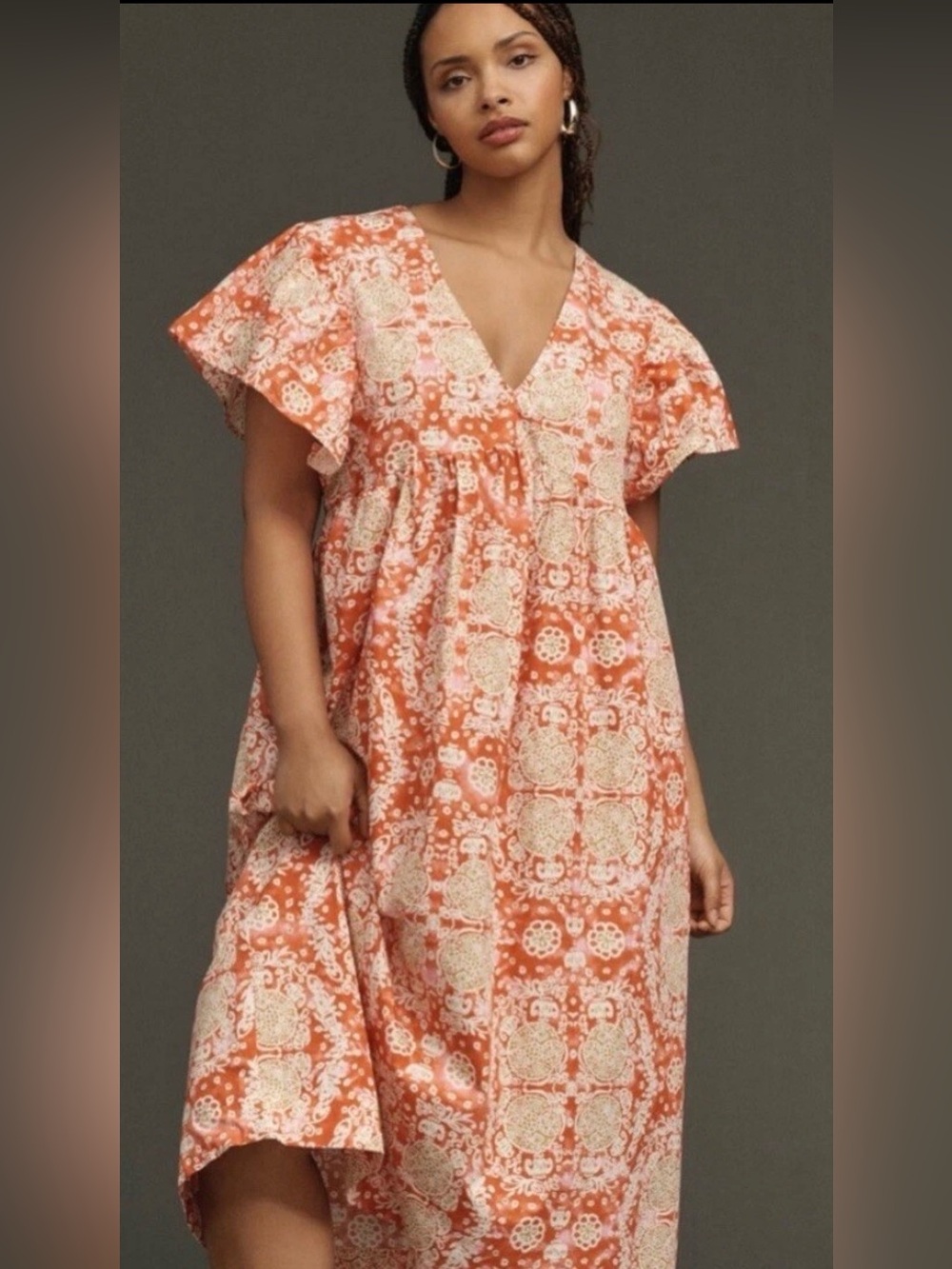 Anthropologie Maeve Printed Flutter-Sleeve Babydoll Dress Size Medium - Picture 11 of 11